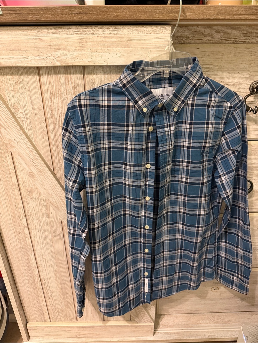 Goodfellow & Co Blue and White Plaid Button-Down Shirt